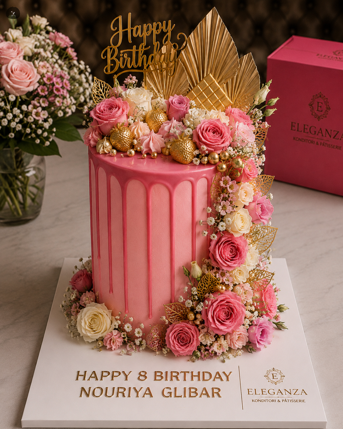 đž Pink & Gold Luxury Celebration Cake